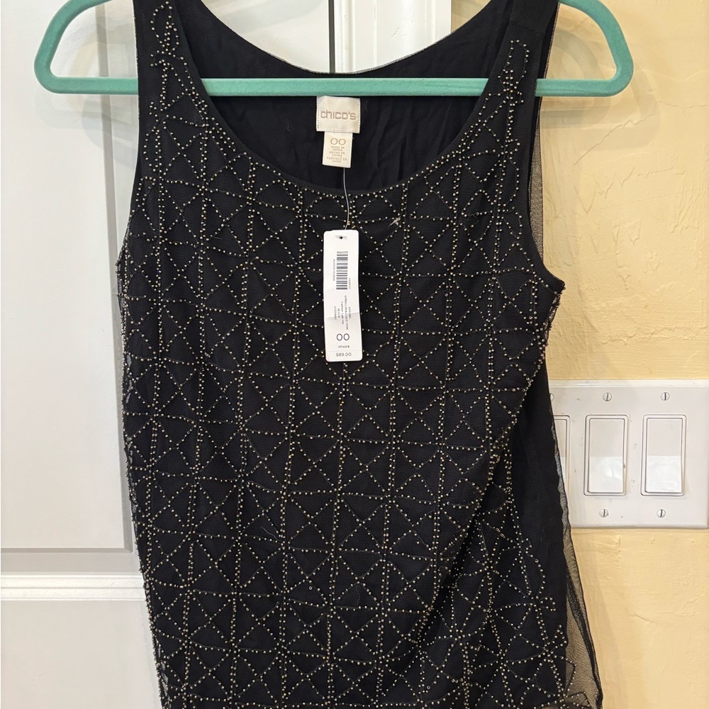 Chico's Black Embellished Tank Top